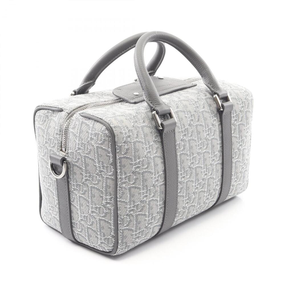 Dior Langot Oblique Handbag Canvas Leather Gray